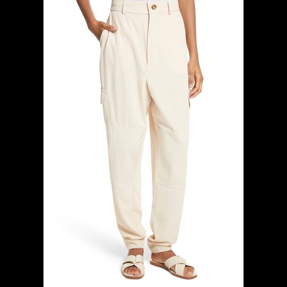 See by Chloe' Hi-Rise Gabardine Cargo Pants in Angora Beige Size 44 (10/12)